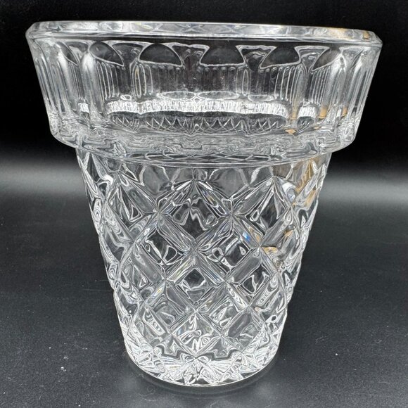 Vtg Waterford Marquis Diamond-Cut Flower Pot Vase 5.25" Tall Starburst Base Desi - Picture 1 of 7